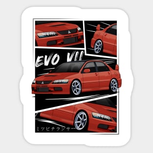 Red Mitsubishi Lancer Evolution VII, EVO 7, Evo VII Sticker